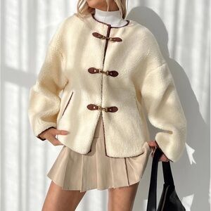 Princess Polly Adylic Teddy Coat NWT size USA 4 cream/brown